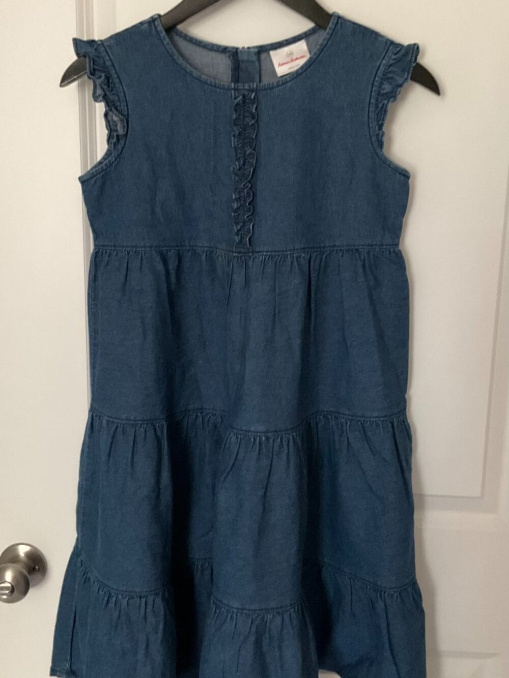 Hanna Andersson Tiered Denim Dress. Size  140 (US 10). Denim.  100% Cotton.